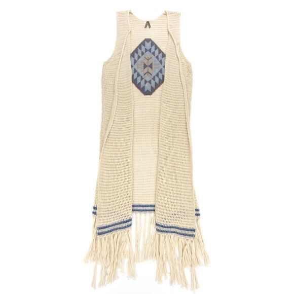 Stetson Beige and Navy Geometric Knit Vest - Picture 6 of 7